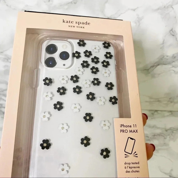 KATE SPADE Black White Floral IPhone 11Pro Max Clear Case - Picture 3 of 5